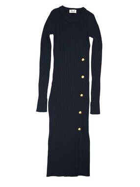 Baum und Pferdgarten Ribbed Long Sleeve Dress in Black